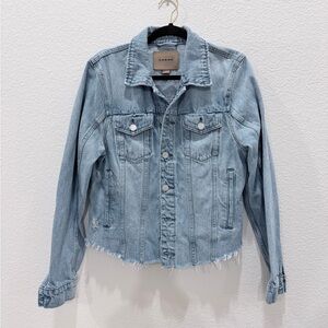 BLANK NYC Raw Hem Distressed Denim Jean Jacket: size large
